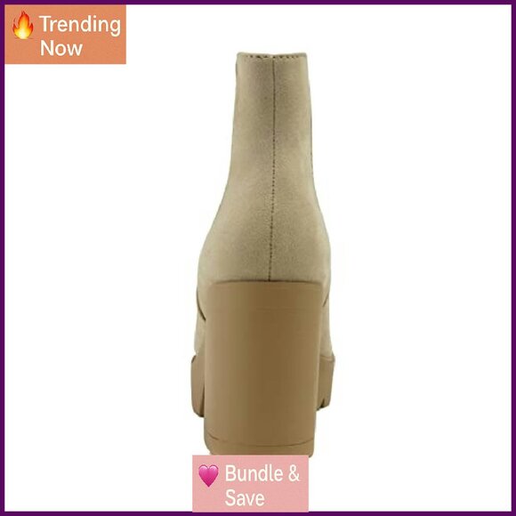 Lug Sole Chelsea Ankle Boots with 3.5" Heel, Stretch Elastic Panels - Picture 3 of 5